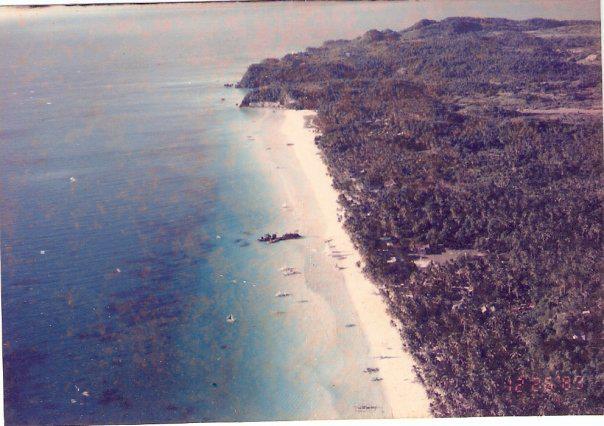 Aerial view of lush verdant Old Boracay in the 80s