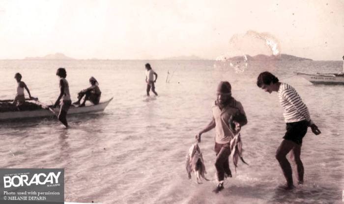 Old Boracay Photo with Fishermen on White Beach